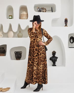 Leopar Maxi Elbise
