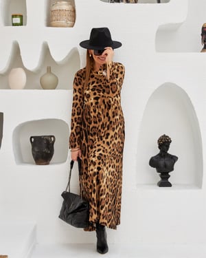 Leopar Maxi Elbise