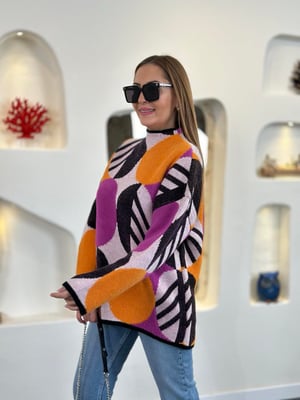 Mor Hardal Desenli Oversize Kazak