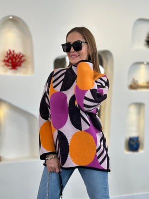 Mor Hardal Desenli Oversize Kazak