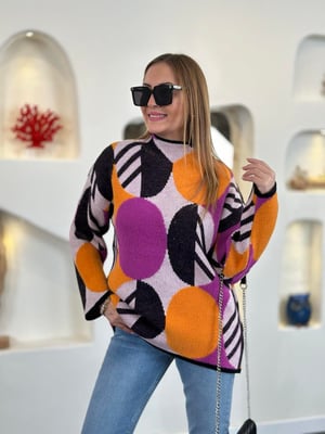Mor Hardal Desenli Oversize Kazak