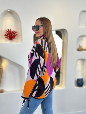 Mor Hardal Desenli Oversize Kazak