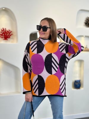 Mor Hardal Desenli Oversize Kazak