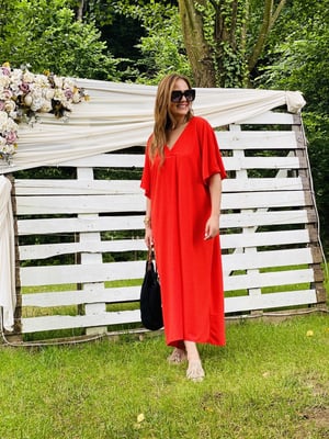 Narçiçeği Yarasa Kol Oversize Elbise