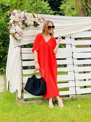 Narçiçeği Yarasa Kol Oversize Elbise