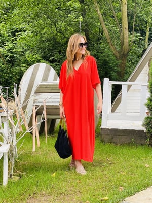 Narçiçeği Yarasa Kol Oversize Elbise