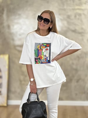 Ön Baskılı Beyaz Oversize Tshirt