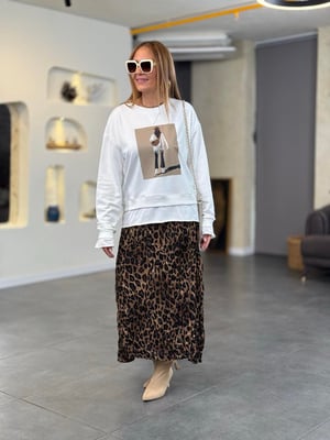 Ön Kız Baskılı Ekru Sweatshirt