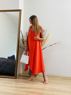 Orange Askılı Asimetrik Elbise