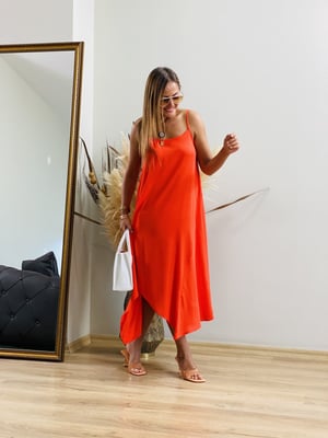 Orange Askılı Asimetrik Elbise