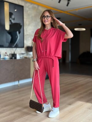 Orijinal Ön Büzgülü Kapüşonlu Nar Çiçeği İkili Takım