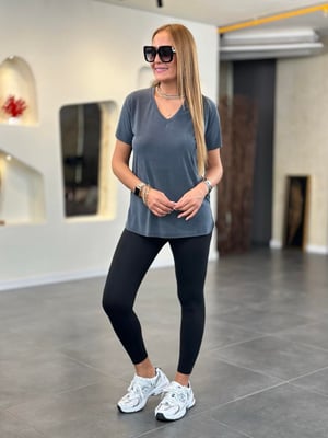 Orijinal V Yaka Modal Antrasit Tshirt