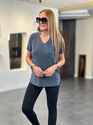 Orijinal V Yaka Modal Antrasit Tshirt