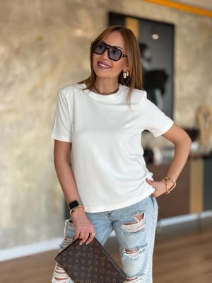 Orijinal Vatkalı Pike Modal Beyaz Tshirt