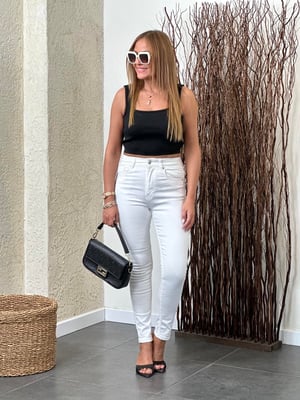 Orijinal Yüksek Bel Beyaz Skinny Jean Pantolon