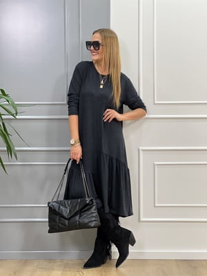 Oversize Asimetrik Füme Elbise