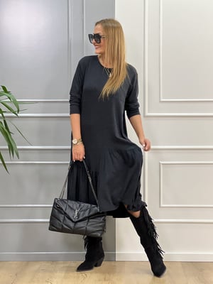 Oversize Asimetrik Füme Elbise