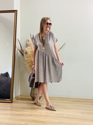 Oversize Çıtır Desen Elbise