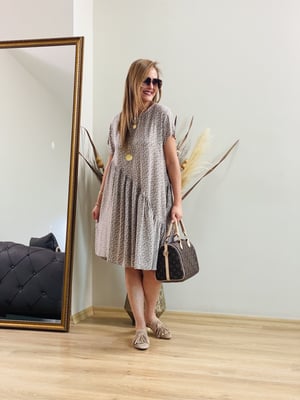 Oversize Çıtır Desen Elbise