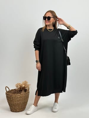 Oversize Siyah Loya Sweat Elbise