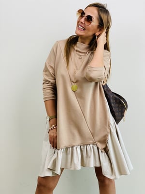 Oversize Taş Rengi Sweat Elbise