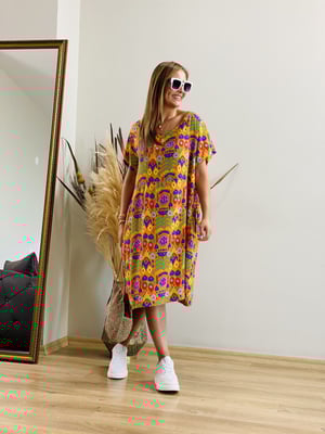 Oversize Turuncu Desen Elbise