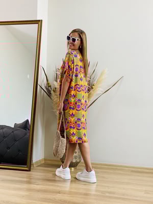Oversize Turuncu Desen Elbise
