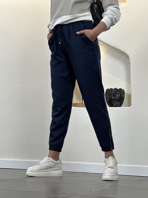 Paça Fermuar Beli Lastikli Lacivert Pantolon