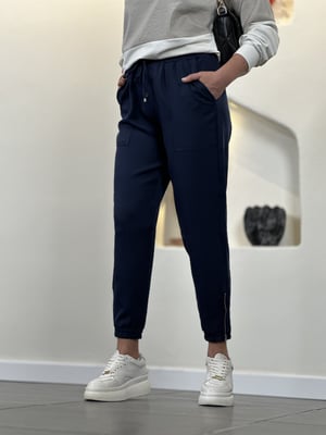 Paça Fermuar Beli Lastikli Lacivert Pantolon