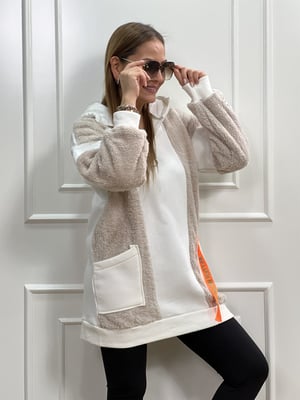 Peluş Detay Oversize Kapşonlu Sweatshirt