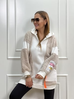 Peluş Detay Oversize Kapşonlu Sweatshirt