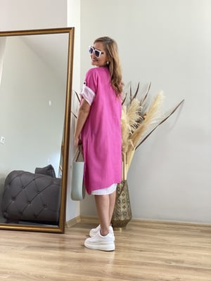 Pembe Beyaz Pamuk Elbise