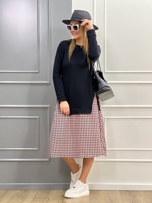 Pembe Pöti Kareli Siyah Sweat Elbise