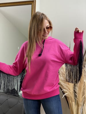 Pembe Püsküllü Sweatshirt