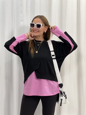 Pembe Siyah Gömlekli Sweatshirt
