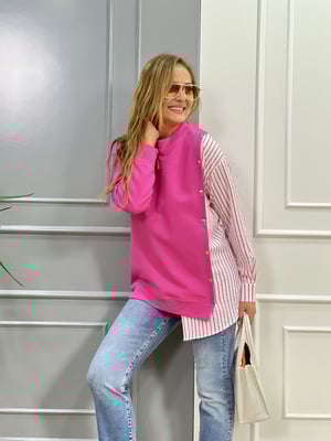 Pembe Yan Gömlek Sweatshirt