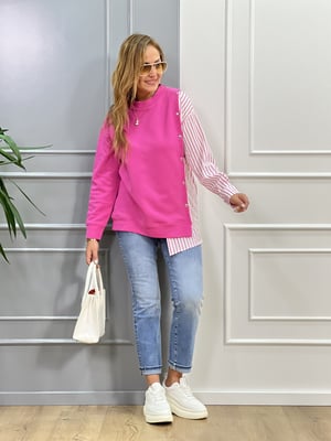 Pembe Yan Gömlek Sweatshirt