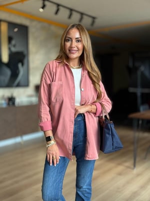 Pembe Yıkamalı Gabardin Gömlek