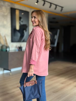 Pembe Yıkamalı Gabardin Gömlek
