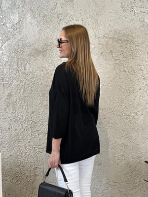 Polo Yaka Fakir Kol Siyah Oversize Triko