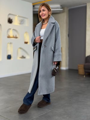 Premium Astarlı Gri Kaşe Kaban