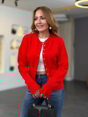 Premium Çıtçıtlı Kırmızı Triko Hırka