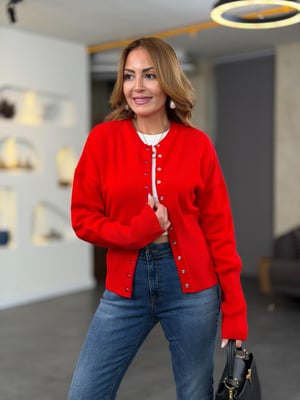 Premium Çıtçıtlı Kırmızı Triko Hırka