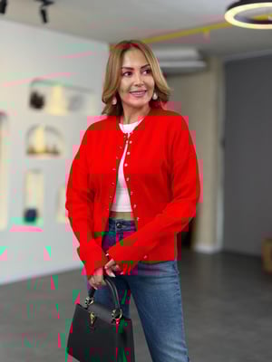 Premium Çıtçıtlı Kırmızı Triko Hırka