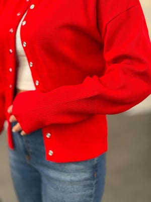 Premium Çıtçıtlı Kırmızı Triko Hırka