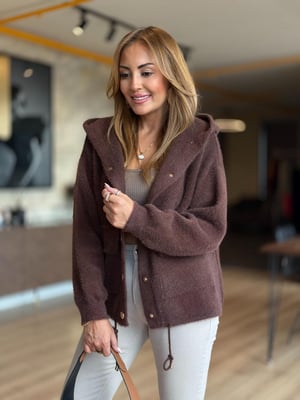 Premium Gold Çıtçıtlı Kahve Hırka Ceket