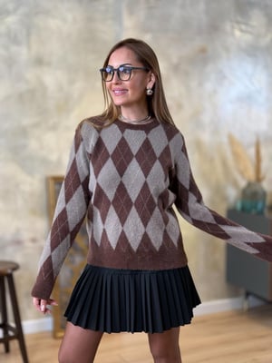 Premium Sakallı Vizon Kahve Oversize Kazak