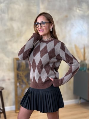 Premium Sakallı Vizon Kahve Oversize Kazak
