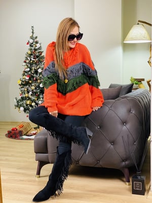 Saçaklı Orange Kazak