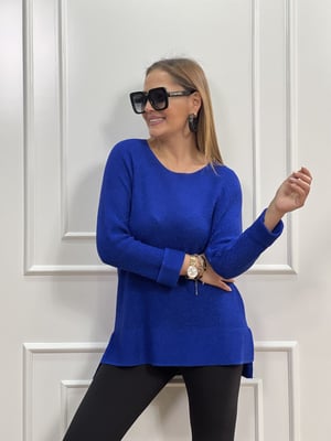 Saks Mavi Simli Oversize Triko